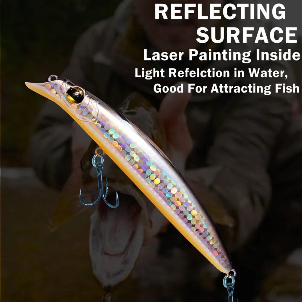 GREENSPIDER NUEVOS Wobblers 106mm 18g cebo duro flotante Minnow manivela Señuelos de pesca lubina agua salada fresca - imagen 5