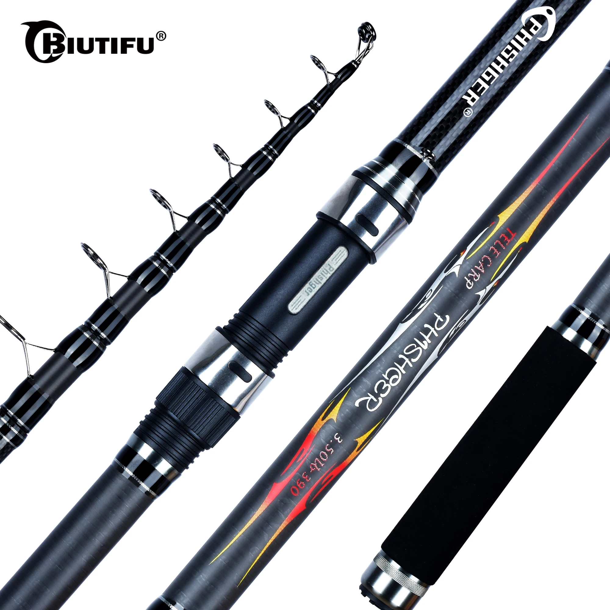 Caña de Surfcasting Telescópica BIUTIFU de Carbono 30T - 40-160g