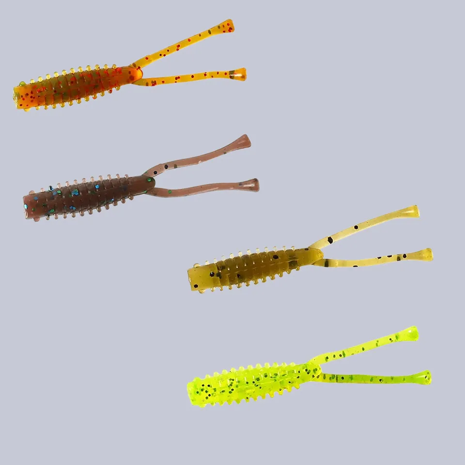 MUKUN Ajing-señuelo de pesca suave, 100 piezas, 0,4g, 3,2 cm, silicona para lubina, cola doble recta, Rockfish, Swimbait, Jigging, gusano - imagen 2