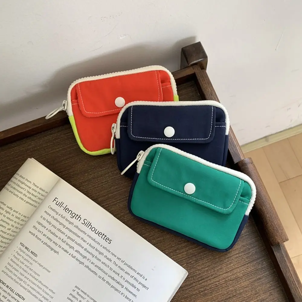 Nuevo Monedero de Color sólido, billetera ligera de lona para efectivo, Mini bolso para auriculares,