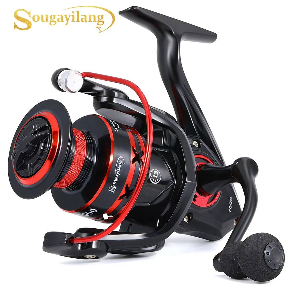 Carrete de Pesca giratorio Sougayilang, relación 5,2, 1000-7000, equipo de Pesca portátil ligero para Pesca de agua dulce