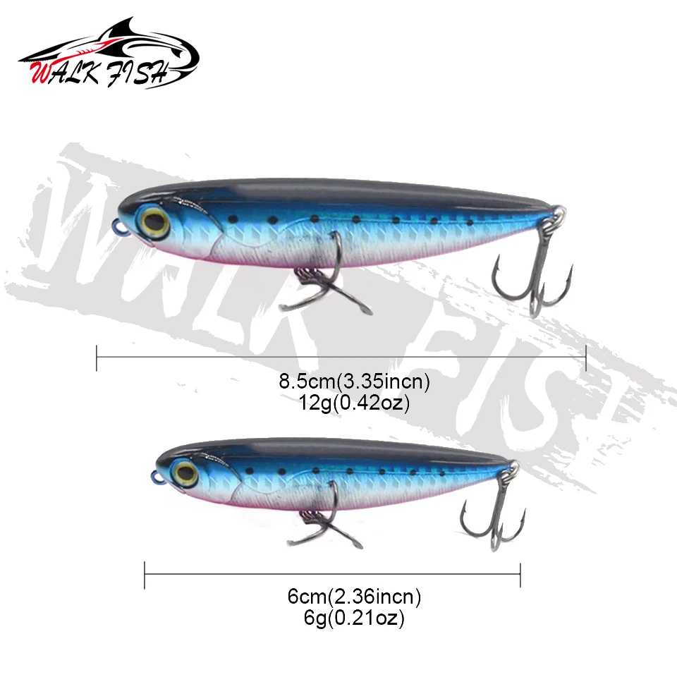 WALK FISH-señuelo de Pesca Artificial, cebo de lápiz Topwater, Stickbait flotante para caminar, perro, lubina, trucha, Wobblers Isca Ocean, 6g, 12g - imagen 2