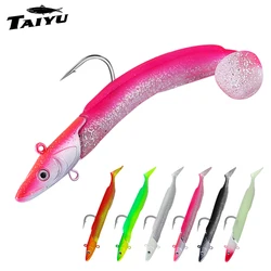 TAIYU Señuelo blando luminoso anguila cola T Jig Head hundimiento lento