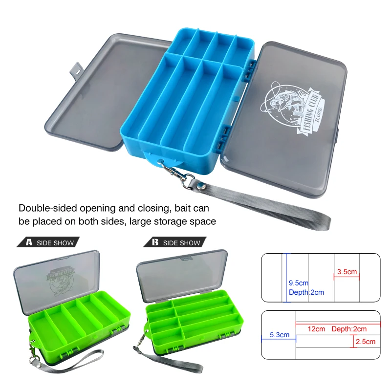 Caja de pesca Caja de aparejos de pescador Cajas de cebo de plástico Accesorios de doble cara Gancho de almacenamiento Señuelo Caja de herramientas Organizador para pesca - imagen 2