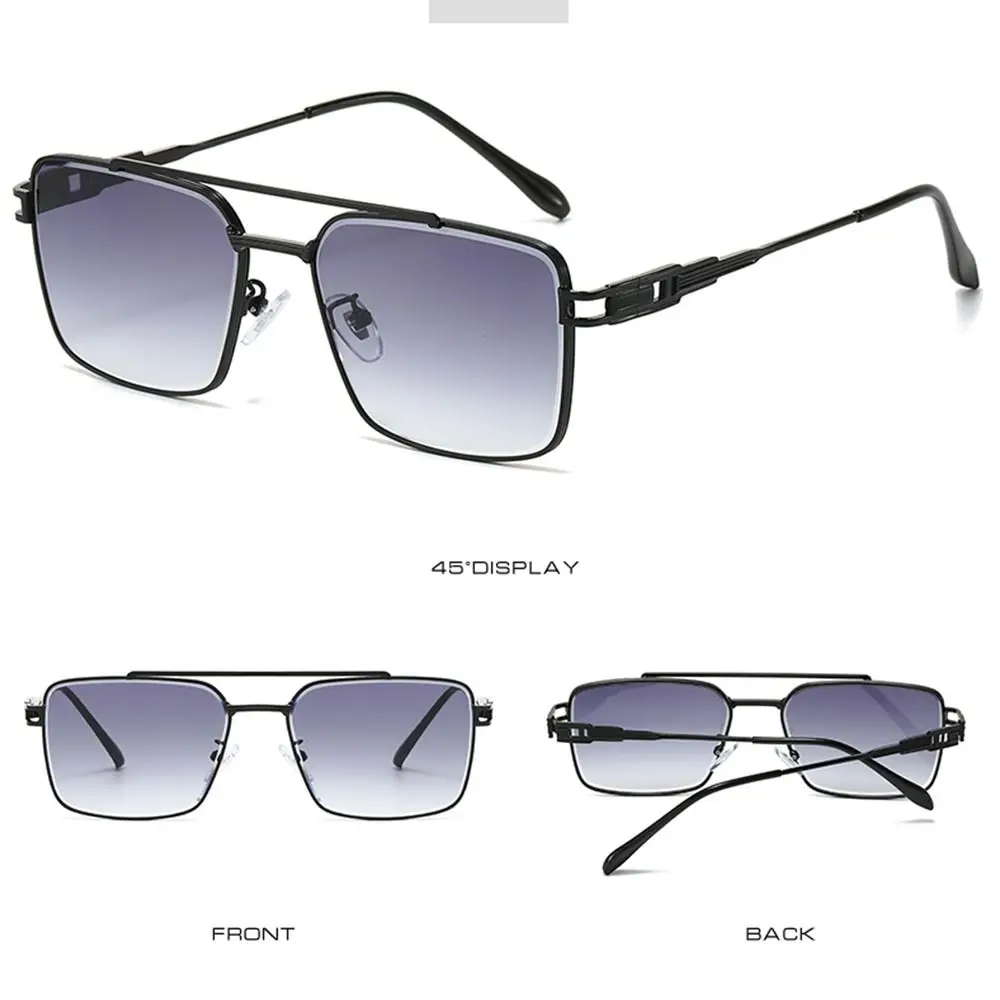 Gafas de sol de moda con doble puente y borde cortado, protección UV, gafas de sol de lujo con lentes degradados de Metal para hombres y mujeres - imagen 2