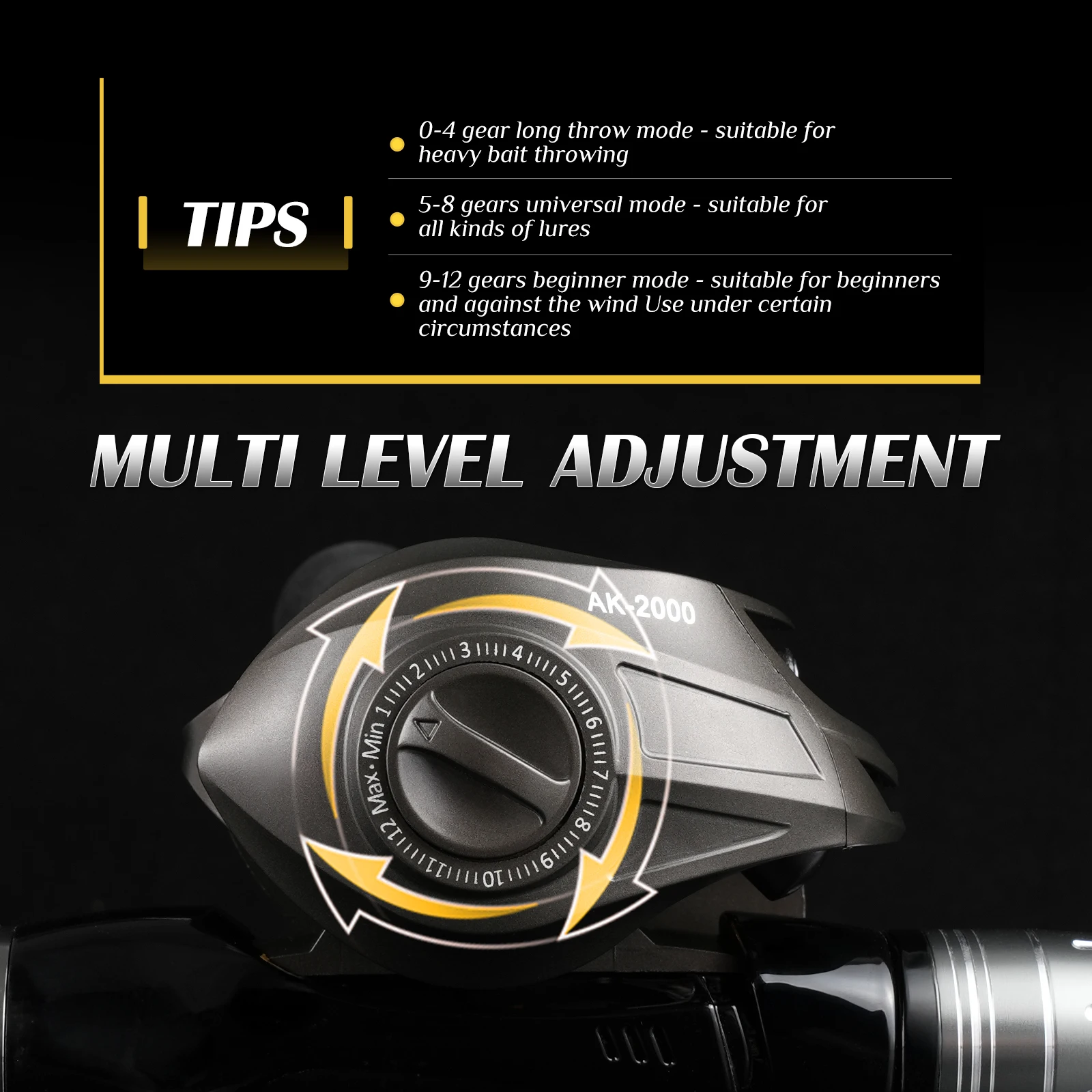 Rooblinos AK Series, relación de engranaje 7,2: 1, rodamiento de bolas 2 + 1, arrastre máximo de 18 libras, carrete de Baitcasting, para agua dulce y salada - imagen 2