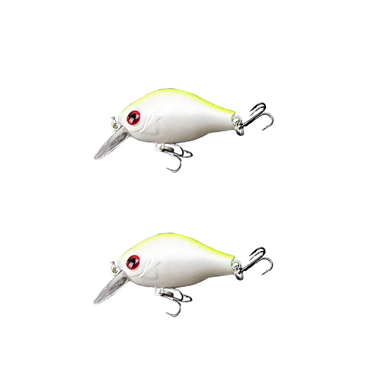 Amarillo blanco Artificial duro 2 uds cebo con manivela agua superior mar nadar pez señuelo de pesca Peche aparejos de pesca cebo con manivela cebo duro