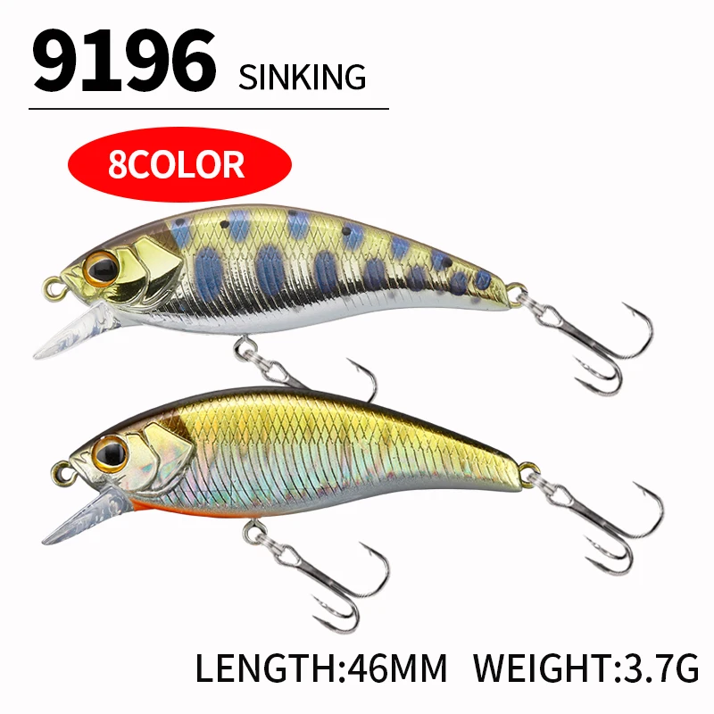 Mini Señuelos de Pesca de pececillo que se hunden, cebo duro Artificial, Wobblers para Lucio, trucha, carpa, lubina, Jerkbait, Swimbait, 46mm, 3,7g - imagen 5