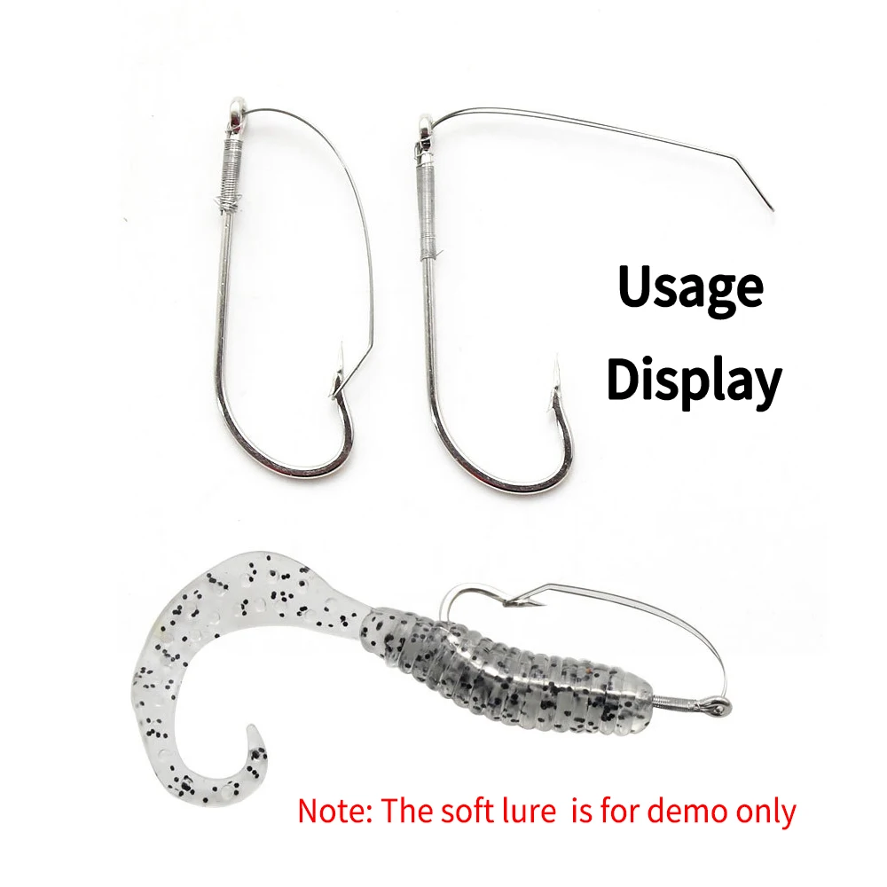 Elllv-anzuelos de acero de alto carbono para pesca de lubina, anzuelo de gusano en línea, vástago largo, gran espacio, 50 Uds. - imagen 5