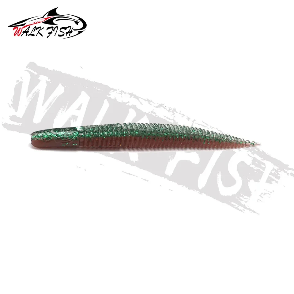 WALK FISH-Señuelos de pesca con sonrisa, cebo suave de 65mm, gusano de baile ligero, fideos, aguja de gusano, cola recta, lubina flotante, Manda - imagen 4