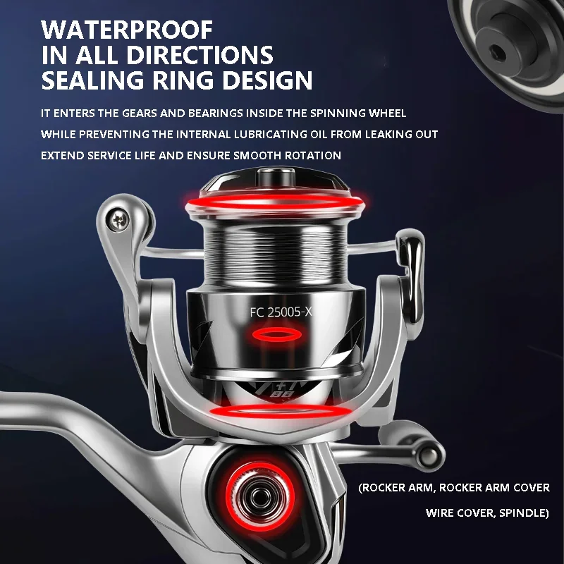 Carrete de pesca giratorio Mavllos FC Bass, arrastre de 15KG, relación 6,3: 1, 7 + 1 rodamientos, carrete de Metal resistente al agua, carrete de pesca de trucha de agua salada - imagen 4