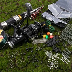 Carrete de caña de pescar de carpa Simple, Combo de caña de viaje telescópica con alimentador de cebo, carrete de pesca de carpa, caja de aparejos de configuración