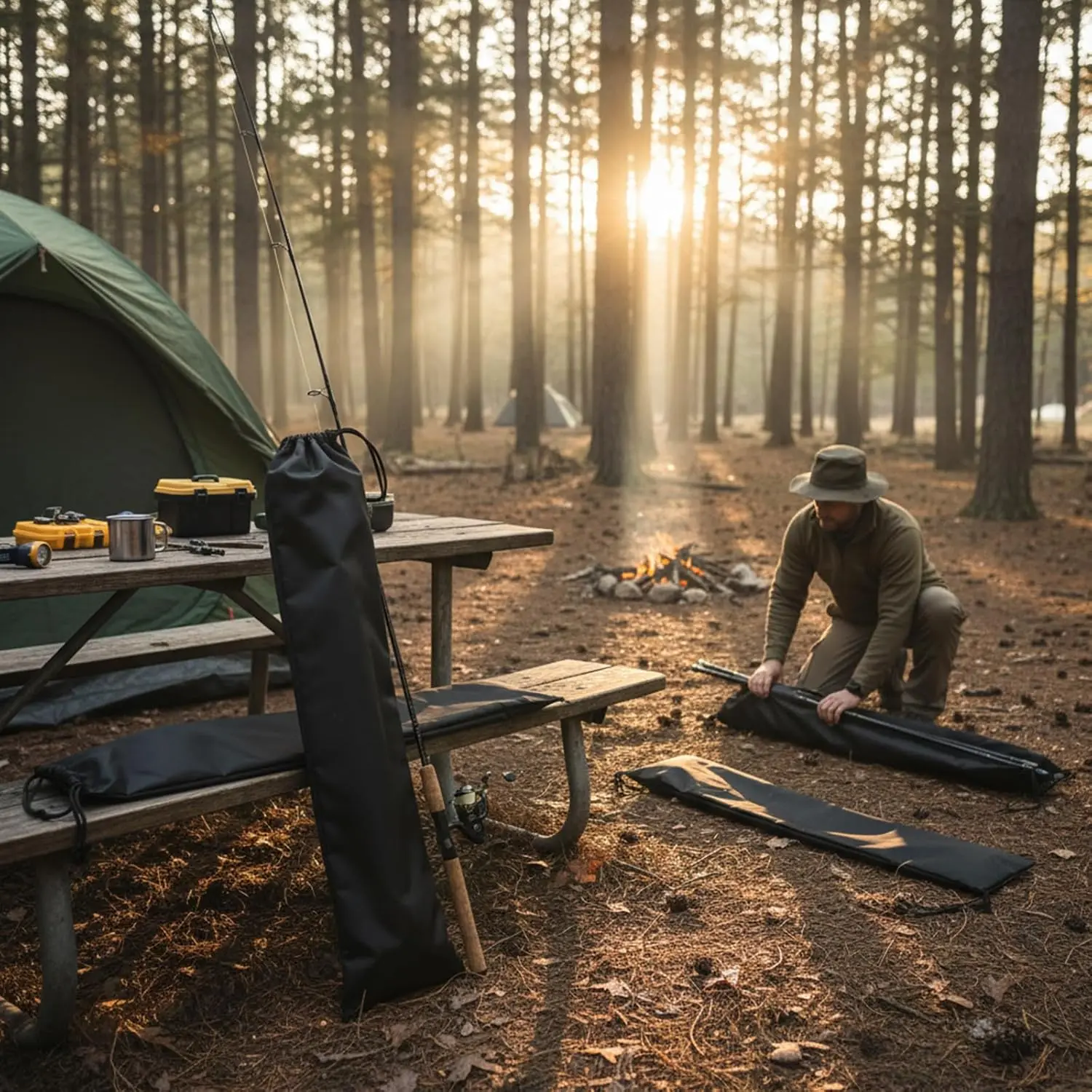 Bolsa de caña de pescar portátil, bolsa organizadora de tela Oxford impermeable para caña de pescar, dosel, palo de béisbol, accesorios de pesca - imagen 2