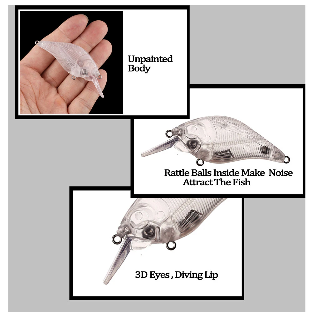 Chan'sHuang 20 piezas cebo en blanco sin pintar 7,5 cm 9g ataúd buceo labio sonajero Crankabit DIY hecho a mano aparejos de señuelo de pesca Artificial - imagen 5