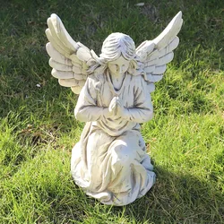Ángel arrodillado de resina – Estatuilla religiosa decorativa para jardín