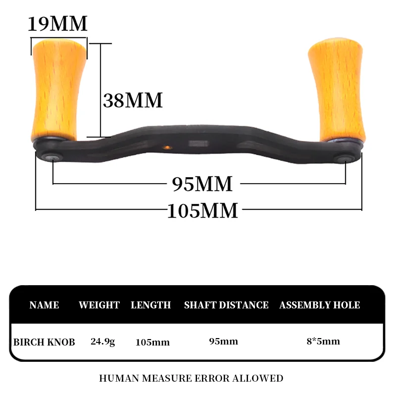 Perilla de mango de carrete de pesca RUKE, Material de madera de abedul, mango de carbono con perilla de madera para carrete giratorio y de fundición Sh/Da, accesorio DIY - imagen 4