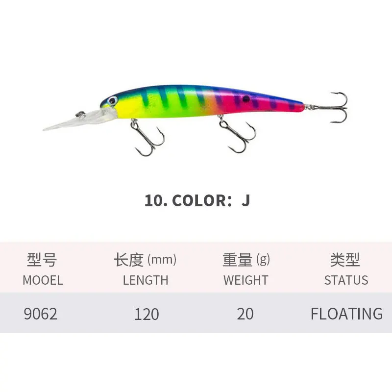 Nuevo señuelo, pececillo de lengua larga con tres anzuelos fuertes, 120MM/20G, cebo falso de simulación de pececillo de agua dulce, cebo de perca de pesca en el mar - imagen 5