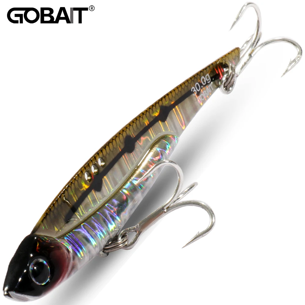 GOBAIT-señuelo de pesca VIB, 20g, 25g, 30g, plantilla de Metal, gancho de hoja de hundimiento, cuchara giratoria, vibración fundida, aparejos de acero al carbono, cebo duro - imagen 2