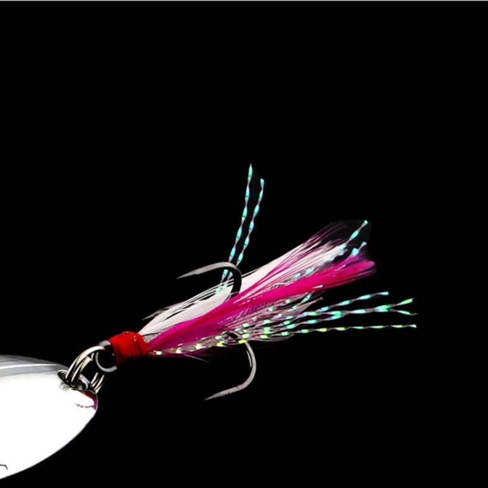 Señuelo de Metal para pesca, 1 piezas, 2,5g, 5g, 8g, 12g, 15g, lentejuelas doradas y plateadas con plumas, cebos duros, aparejos de pesca para Lucio - imagen 4