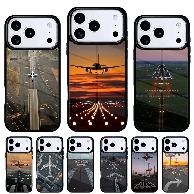 Funda iPhone 17 Air con diseño de avión y pista de aterrizaje