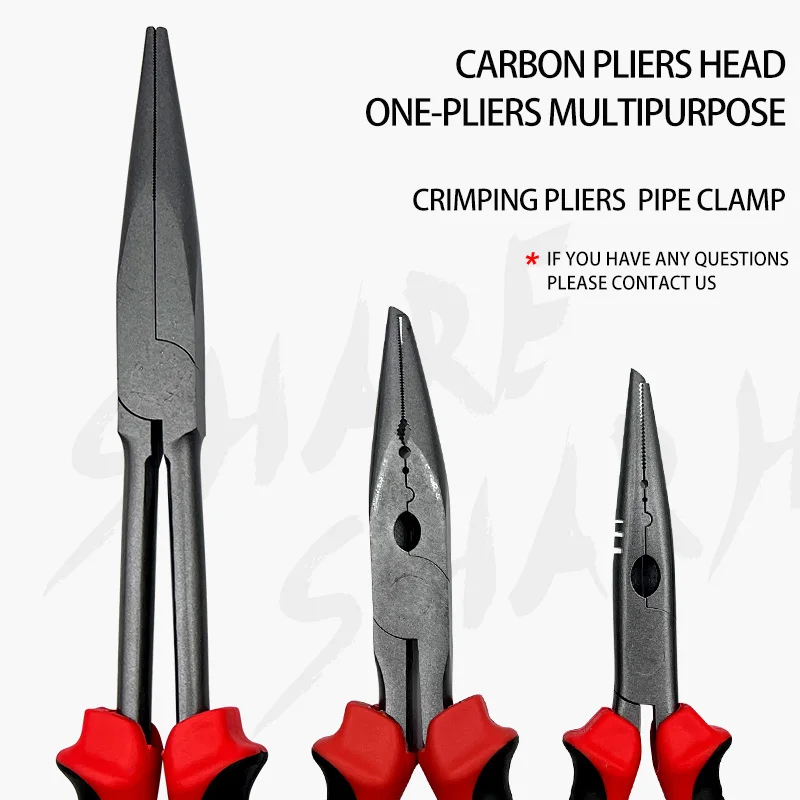 Herramientas de pesca multifunción, alicates divididos de acero de alto carbono, cortador de línea, removedor de anzuelos de pesca, alicates de pesca de Punta larga doblados - imagen 2