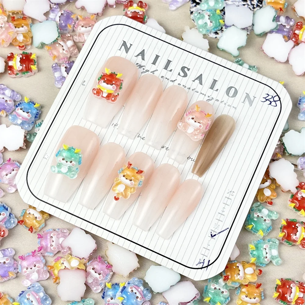 Pegatinas de resina para uñas de 1/2/4 piezas, resistentes al desgaste y duraderas, diseño exquisito, no es fácil de caer, para el año del Dragón - imagen 4