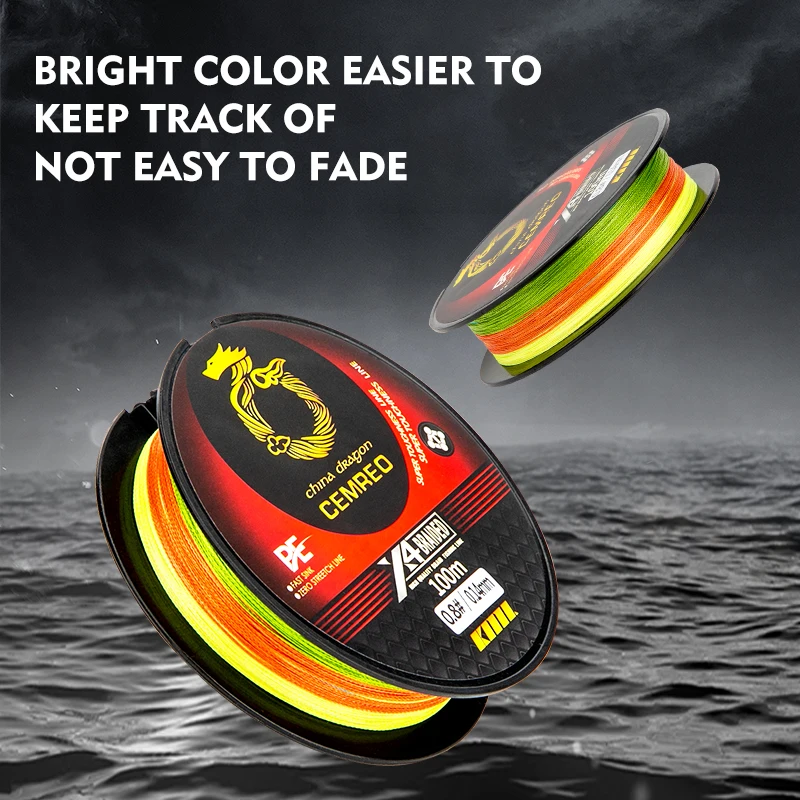 CEMREO-sedal de pesca PE de 4 hebras, hilo trenzado superfuerte multifilamento para carpa, 100m, accesorios de pesca - imagen 3