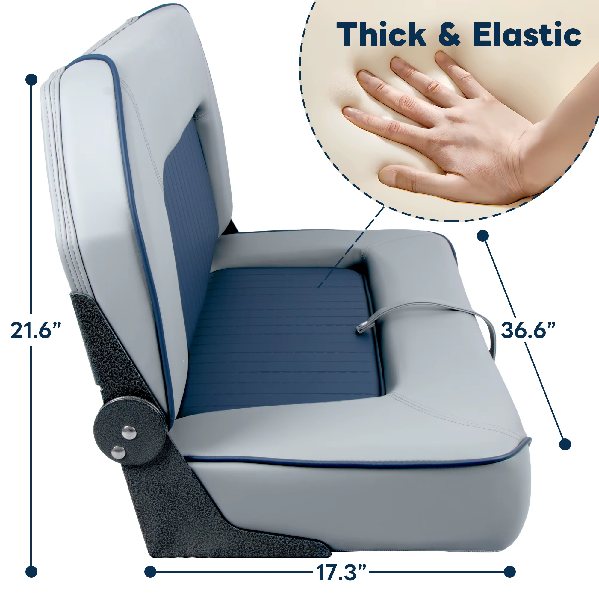 Asiento barco plegable doble Bass Jon – Respaldo bajo cuero - imagen 5