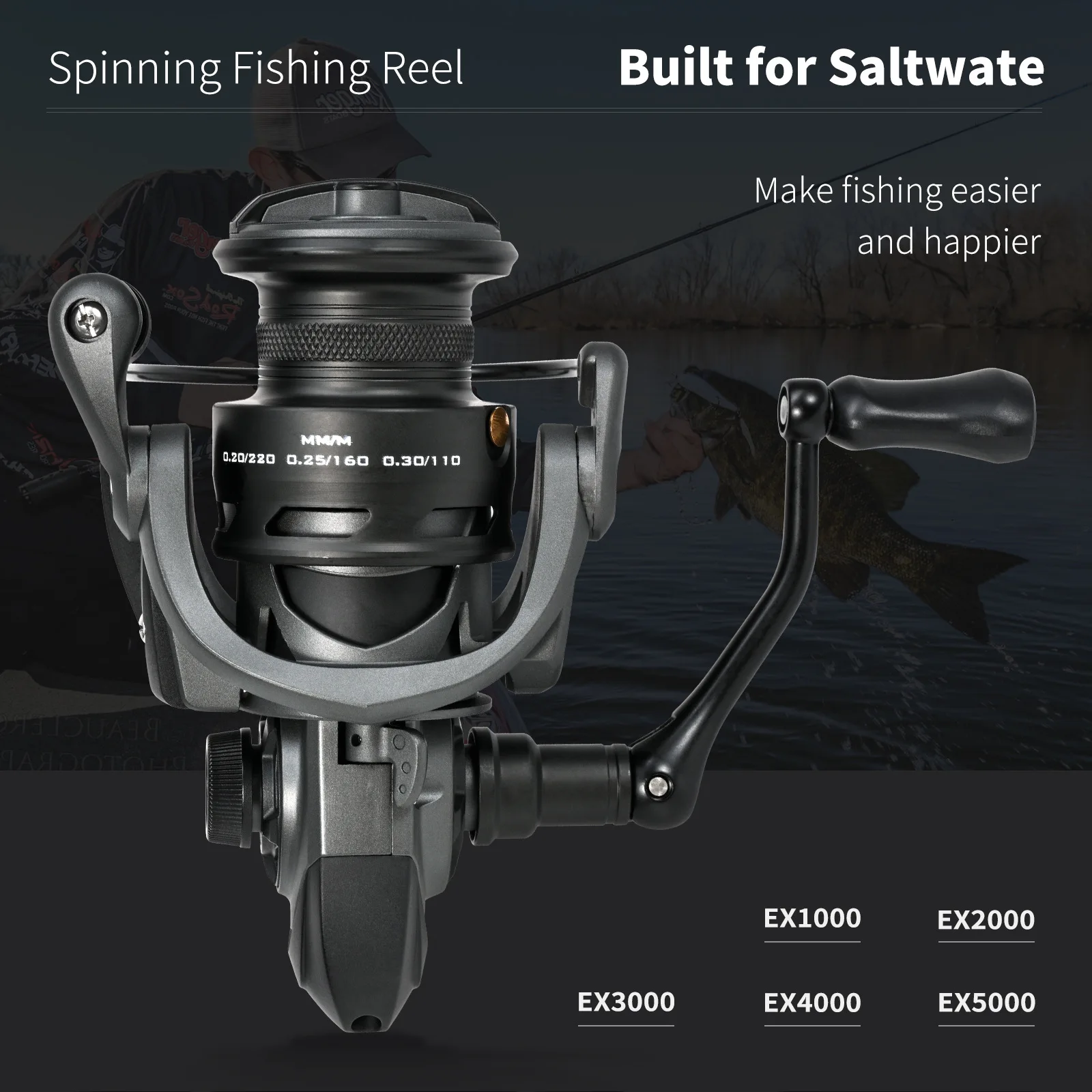 Carrete giratorio Carrete de grafito 5,5 1 Relación de engranaje Equipo de carrete giratorio de pesca en el mar para todo uso - imagen 5