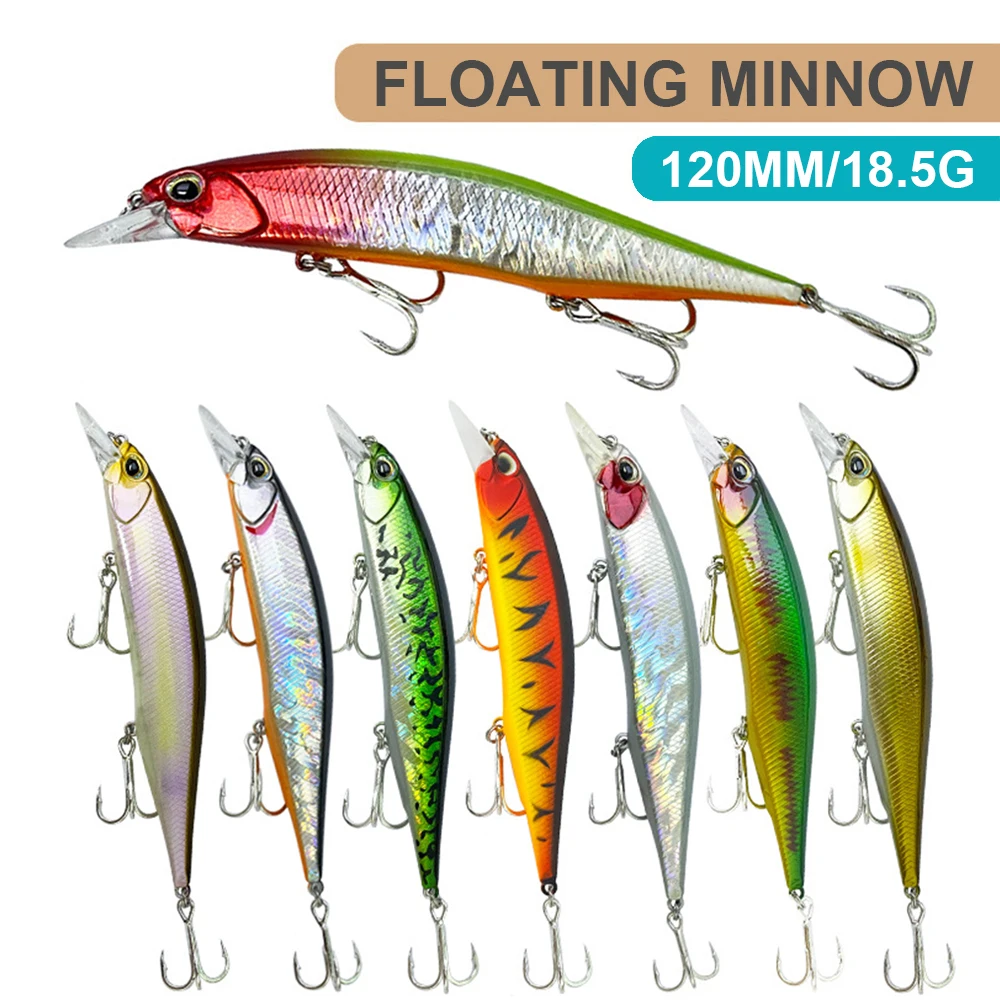 Señuelos de pesca flotantes de 12cm y 18,5g, cebo duro Artificial de fundición larga, accesorios de pesca de agua de mar, cebo para lubina MN607 - imagen 3