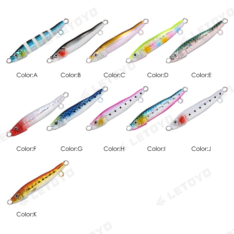 LETOYO-señuelo de pesca giratorio Artificial, cebo de pesca Jigging de orilla Micro Jig, Jigging de Japón, plantilla de salto de Metal, fundición de trucha, pececillo, 7g, 10g, 15g - imagen 3