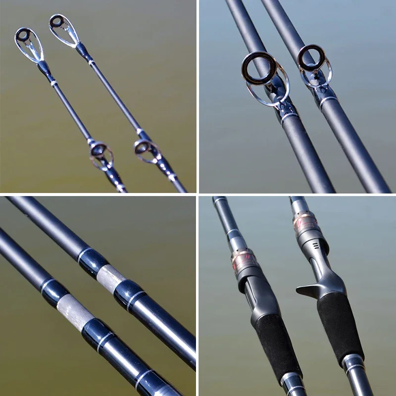 Caña de pescar giratoria de fibra de carbono, 1,8 m, 2,1 m, portátil, potencia H, 10-40g, señuelo de acción rápida, 4 secciones, aparejos de caña de señuelo - imagen 5