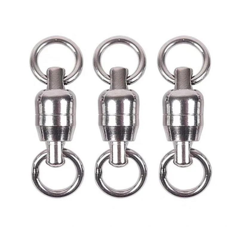 20 unids/lote como resistente ambos extremos rodamiento de bolas giratorio de acero inoxidable anillo sólido accesorios de pesca