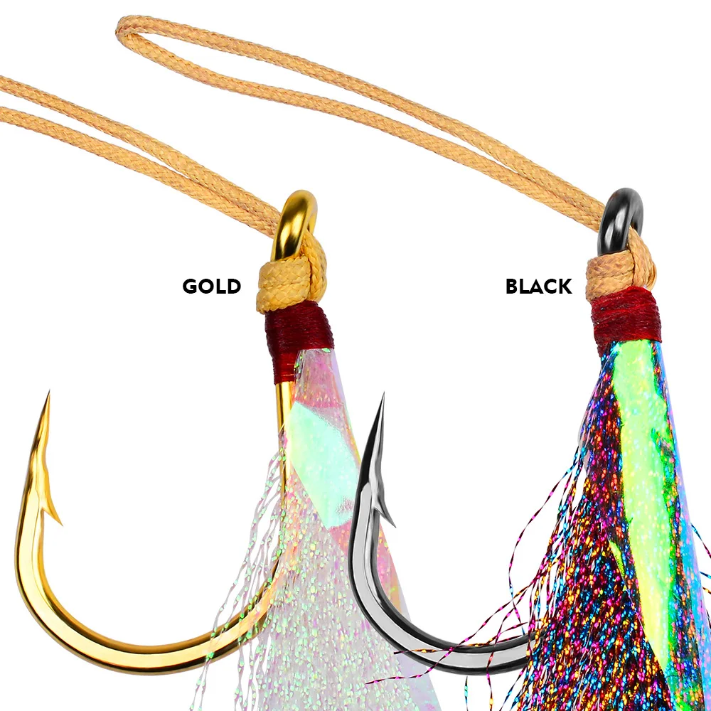Anzuelo de asistencia para pesca con línea de PE, anzuelos de repuesto para agua salada para Jigging, Trolling, plantilla Vertical, plantilla de tono lento, atún, 5 uds.