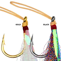 Anzuelo de asistencia para pesca con línea de PE, anzuelos de repuesto para agua salada para Jigging, Trolling, plantilla Vertical, plantilla de tono lento, atún, 5 uds.