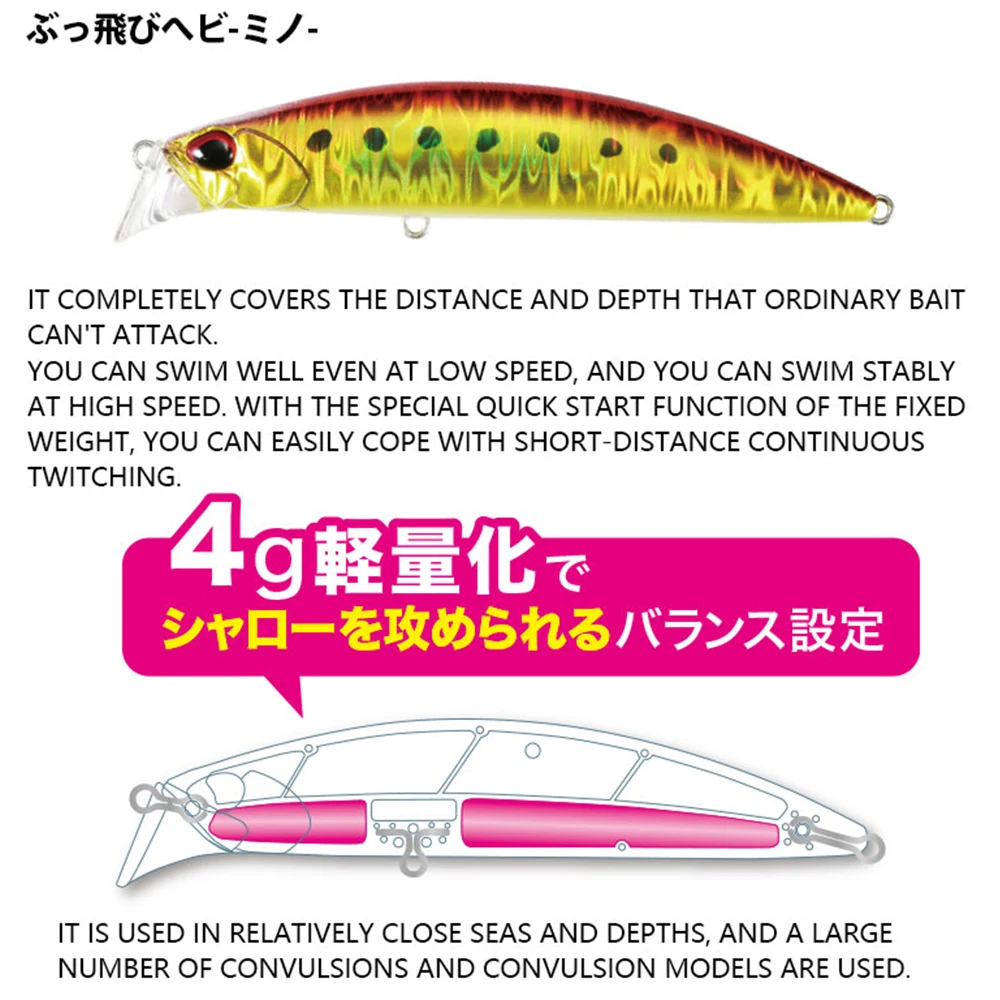 Señuelo de Pesca de pececillo Jerk pesado, 95mm/30g, hundimiento, Wobblers rodante de fundición larga, manivela para lubina, Pesca de agua salada - imagen 4