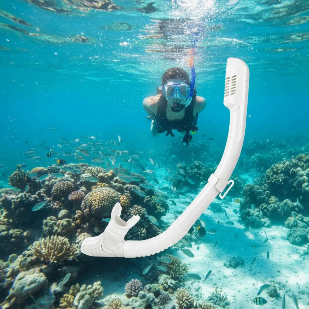 Tubo de Respiración de Silicona para Buceo, Válvula Seca Superior, Equipo Subacuático, Boquilla Cómoda, Clip de Liberación Rápida - imagen 2