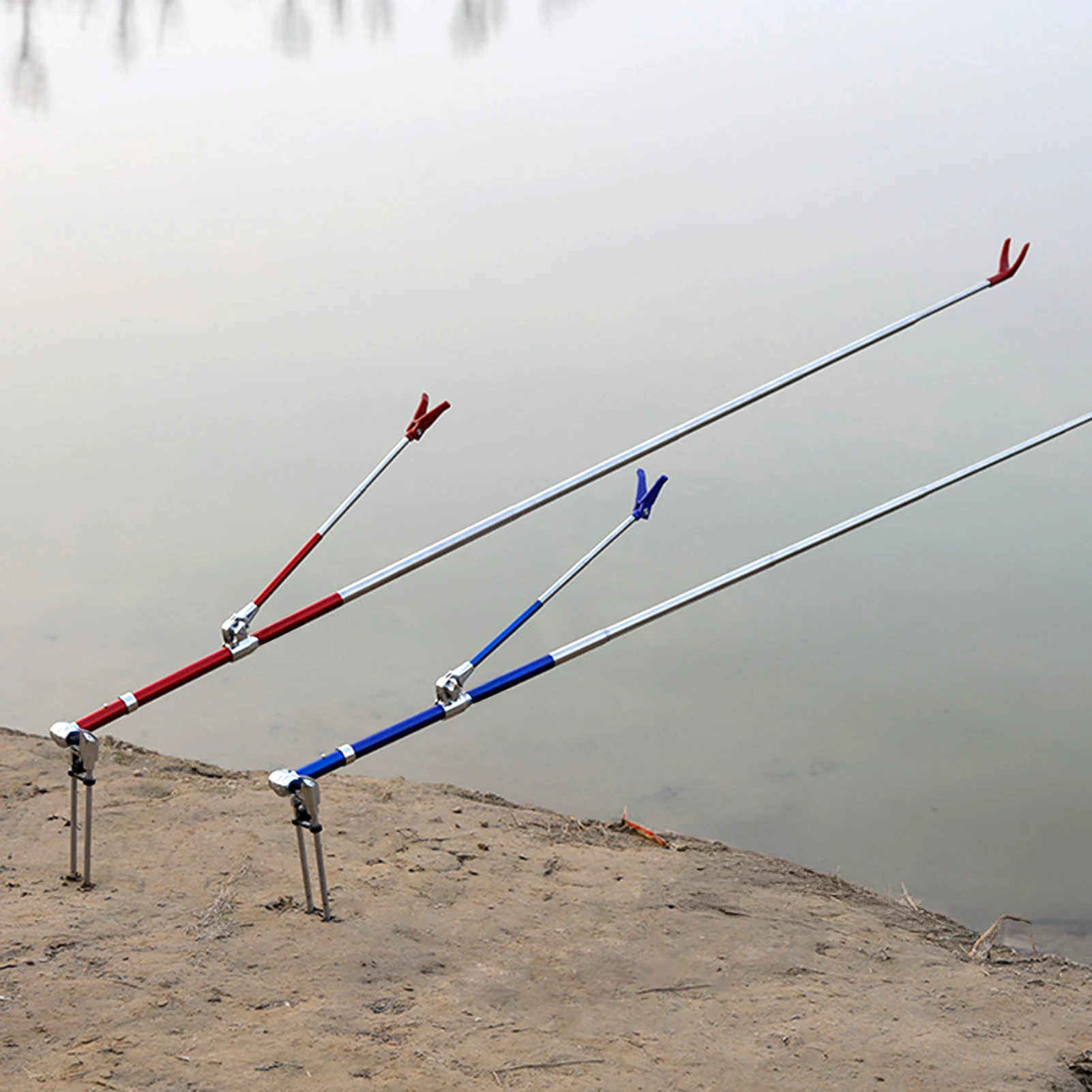Soporte telescópico para caña de pescar, soporte portátil de aleación de aluminio para caña de pescar, soporte para caña de pescar ajustable multiángulo, engranajes de pesca
