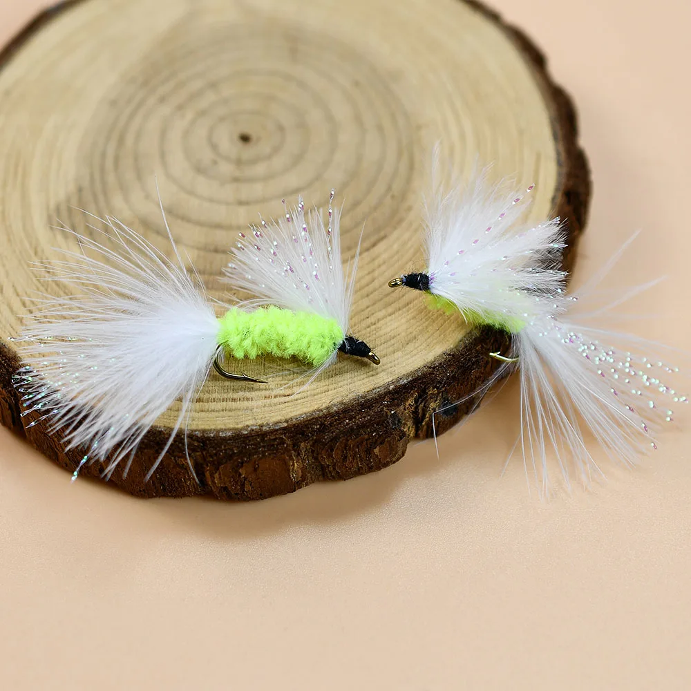 5 uds moscas de pesca con mosca moscas de Bugger lanoso atadas a mano para pesca con mosca de trucha, lubina, ninfas húmedas, moscas serpentinas, Señuelos de Pesca con mosca - imagen 5