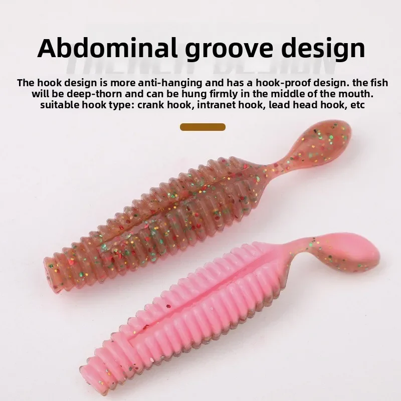 MUKUN 10PCS Potatoes Soft Fishing Lure 60mm 4g Grubs Worm Artificial bait For Pink Bass with salt Freshwater Saltwater Tackle - imagen 4