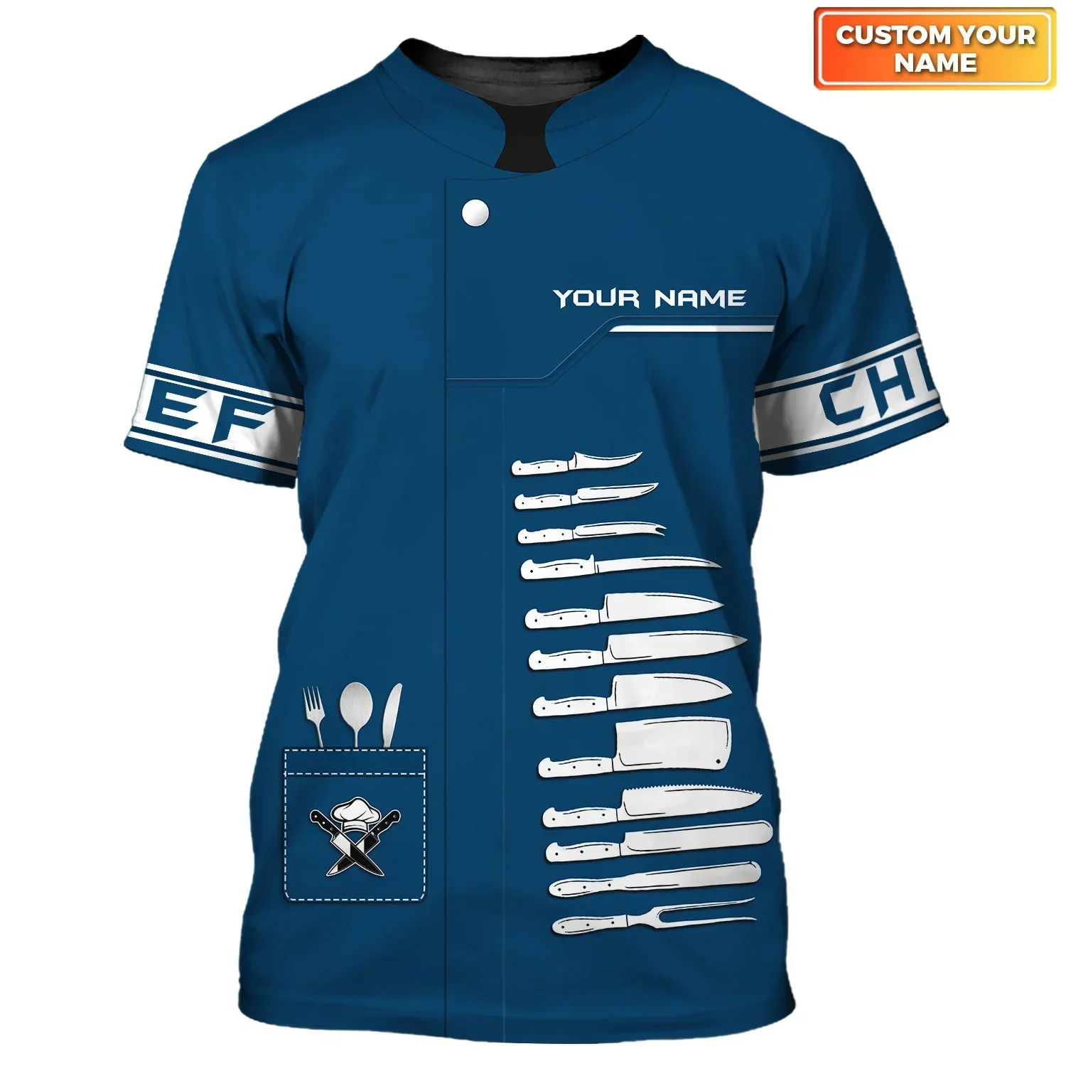Camiseta con estampado de Chef con nombre personalizado en 3D para hombre, camiseta informal de calle Unisex de estilo veraniego [sin ropa de trabajo] TX283 - imagen 3