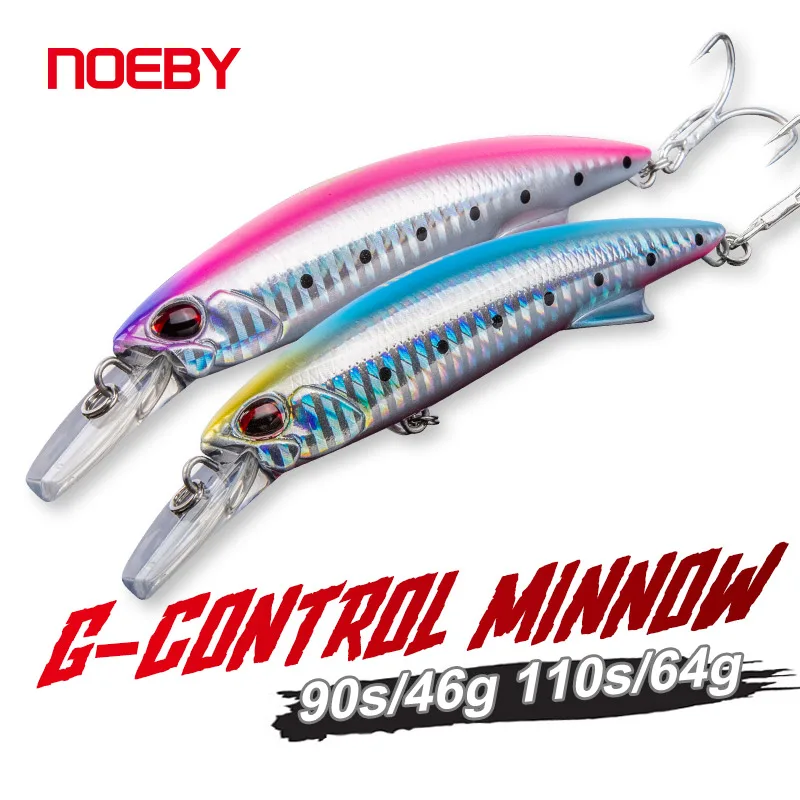 NOEBY 2 uds g-control señuelo de pesca de pececillo pesado 90mm 46g 110mm 60g hundimiento Trolling cebo duro agua salada lubina atún Señuelos de pesca - imagen 2