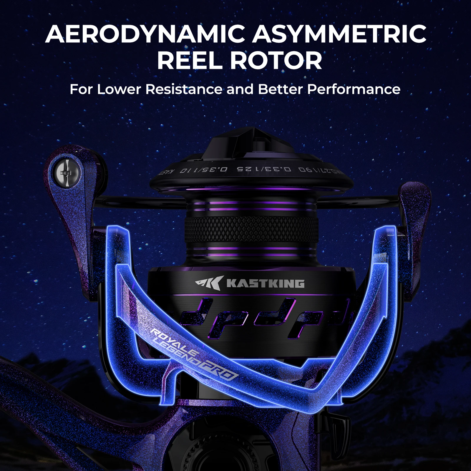 Carrete de pesca giratorio KastKing Royale Legend Pro, engranaje de aluminio ligero con corte Digi, Rotor de carrete aerodinámico 6,2: 1, arrastre máximo de 25 libras - imagen 5