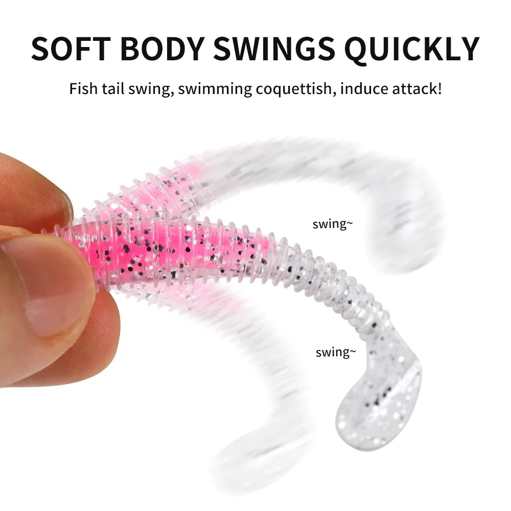 Señuelo suave de 6cm y 7,5 cm, cebos de plástico con cola en T, gusano, Swimbait, señuelo de pesca Jigging, cebo Wobblers Artificial para Lucio - imagen 3