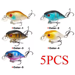 Juego de 5 Señuelos de Pesca Crank Bait Minnow de 4cm/4.6g, Señuelo Artificial Flotante, Señuelo de Pesca de Superficie, Accesorios de Pesca de Carpa