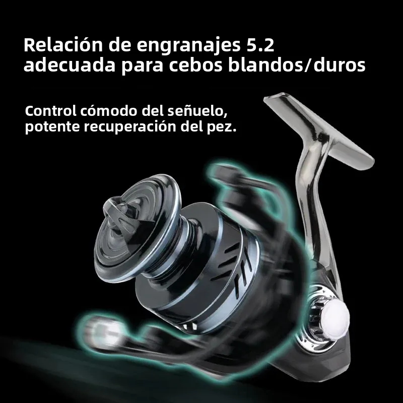 Huidiao XF carrete de pesca giratorio sólido en roca carrete de Metal/mango/pie 26,5 LB arrastre máximo 5,2: 1 serie 2000-7000 para pesca con señuelo - imagen 3