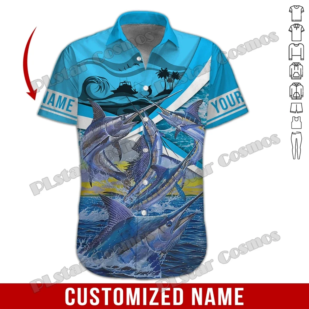 Las más nuevas camisas de manga corta de verano con nombre personalizado, camisa hawaiana con estampado 3D de Walleye amarillo, camisa informal de playa para hombre DXS08 - imagen 3