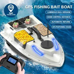 Barco de cebo D19 GPS RC, barco de cebo de pesca con Control remoto inalámbrico de 500M, barco alimentador de pesca con 4 contenedores de cebo, carga de 2KG