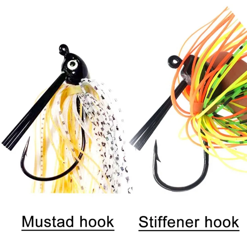 7g 0,25 oz falda de goma Pike Walleye señuelo para Barba mosca anzuelo de natación Pesca silicona Bass Jig Head faldas Señuelos de Pesca de aguas profundas cebo