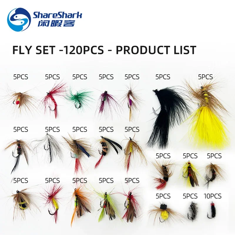 120 unids/set juego de anzuelos biónicos señuelo equipo de pesca cebo falso doble capa caja de pesca con mosca insectos voladores diferentes estilos - imagen 3